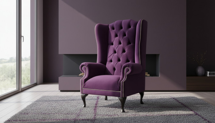 Ohrensessel Fauteuil Design Polstersofa Canapé Couch Chesterfield Textil Nei