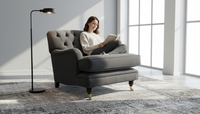 Chesterfield Fauteuil Canapé Polster 1 Sëtz Design Canapéen Textil Nei