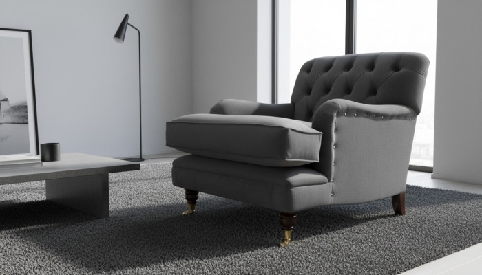 Chesterfield Fauteuil Canapé Polster 1 Sëtz Design Canapéen Textil Nei