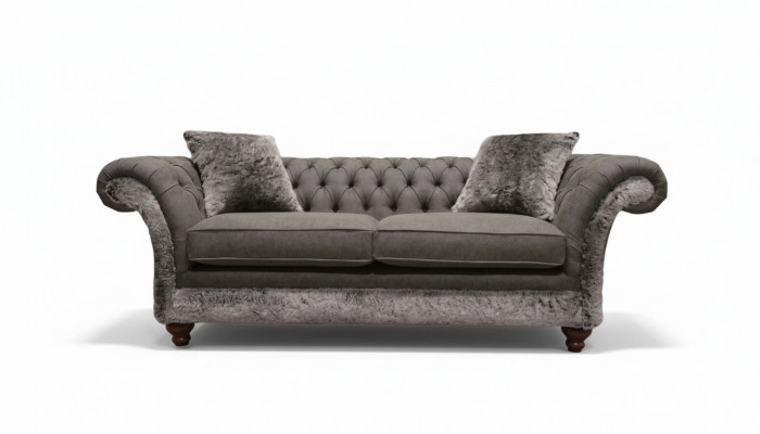 Chesterfield Canapé 3 Sëtzer Polster Couch Klassesch Stoff Couchen Textil