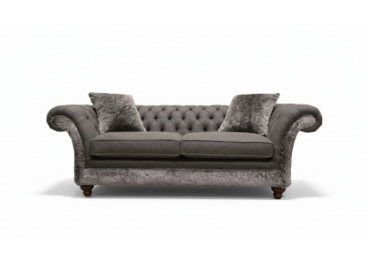 Chesterfield Canapé 3 Sëtzer Polster Couch Klassesch Stoff Couchen Textil