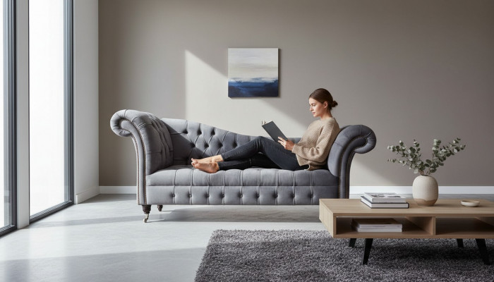 Chesterfield 3 Sëtzer Design Couch Sofa Polster Sëtz Stoff Luxus Canapéen