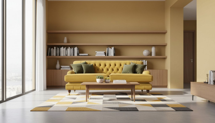 Sofa 3 Sëtzer Giel Polstersofa Wunnzëmmer Elegantes Design Klassesch.