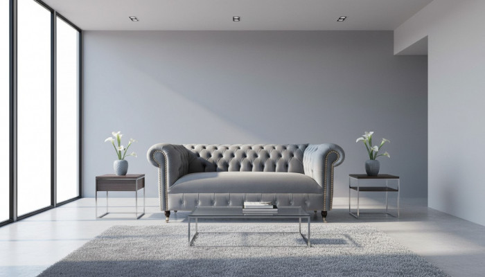 Chesterfield Gro Couch Drësëtzeger Sofa Couchen Sofae Samt Miwwelen 230cm