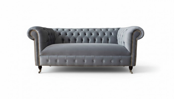 Chesterfield Gro Couch Drësëtzeger Sofa Couchen Sofae Samt Miwwelen 230cm