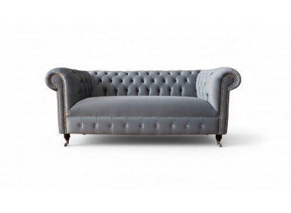Chesterfield Gro Couch Drësëtzeger Sofa Couchen Sofae Samt Miwwelen 230cm