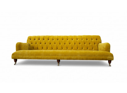 Design Chesterfield Chesterfield Textil Giel 5-Sëtz Canapé Gestofféiert Nei
