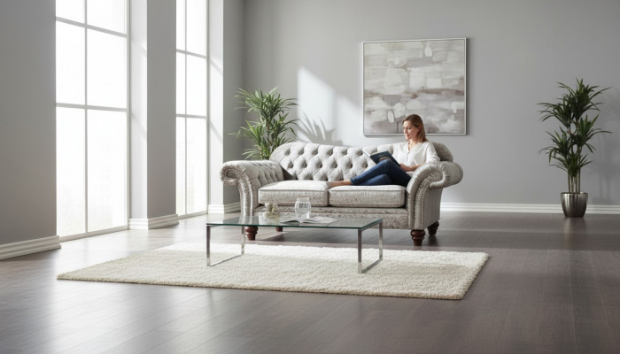 Chesterfield Polster Textil Canapé 2 Sëtzer Canapé Design Luxus Stoffcanapéen