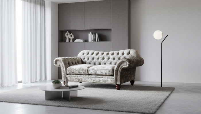 Chesterfield Polster Textil Canapé 2 Sëtzer Canapé Design Luxus Stoffcanapéen