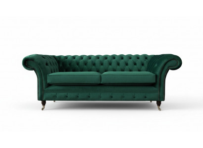 Chesterfield 3-Sëtz Polster Canapé Sofa Textil Modern Stil Stoff Nei