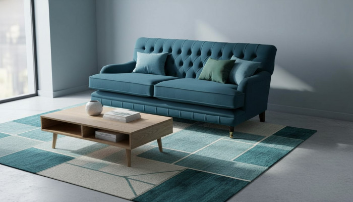 Chesterfield Design Luxus Polstersofa 3 Sëtzer Blo Couch Textil Neit