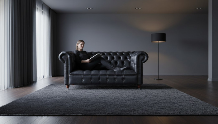 Klassesch Design Chesterfield Luxus Polstersofa Canapé Sëtz Garnissage Lieder Nei