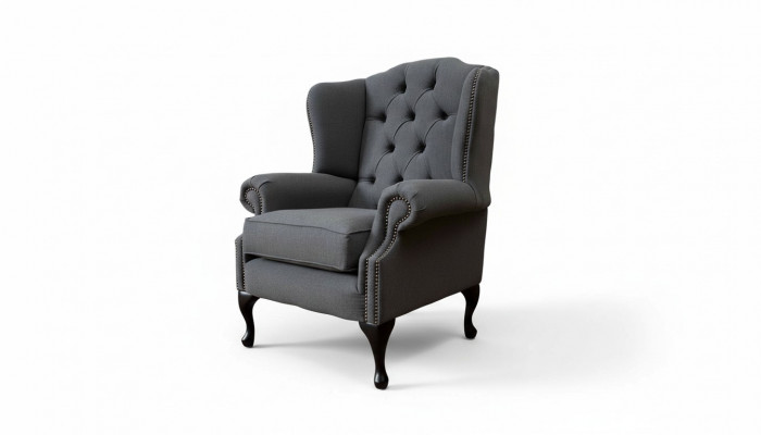 Grau Ouschteressesel Sessel Design Polstersofa Couch Chesterfield Textil Nei