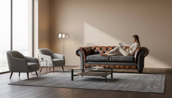 Chesterfield Design Luxus Gepolstert Sofa Canapé Sëtz Wunnzëmmer Lieder Nei