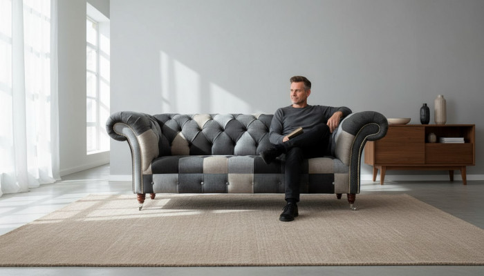 Modern Canapé 3 Sëtzer Chesterfield Dreisëtzer Wunnzëmmer Canapé Luxus Couch Stil