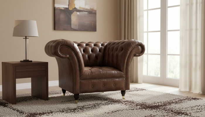 Chesterfield Fauteuil Klassesch Design Wunnzëmmer Polster Einsëtzer Stil Miwwelen