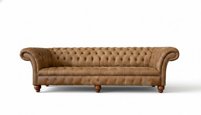 Canapé 4 Plaz Chesterfield Polster Wunnzëmmer Design Luxus Holz Nei