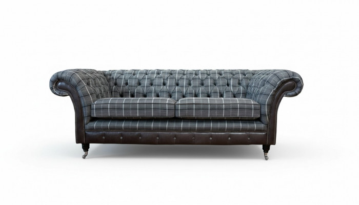 Sofa 3 Sëtz Sofas Textil Couchen Design Miwwelen Dräisëtzer Grombéisch Chesterfield