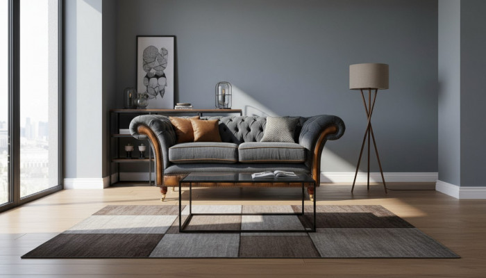 Sofa 2 Sëtzer Design Sofas Polster Couchen Textil Chesterfield Zweisëtzer
