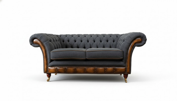 Sofa 2 Sëtzer Design Sofas Polster Couchen Textil Chesterfield Zweisëtzer