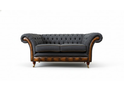 Sofa 2 Sëtzer Design Sofas Polster Couchen Textil Chesterfield Zweisëtzer