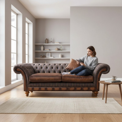 Wunnzëmmer Modern Sofa 3 Sëtzer Design Stil Miwwelen Chesterfield Sofas Gro Nei