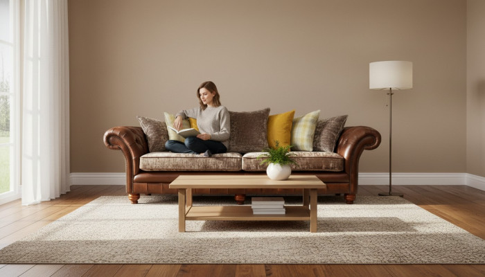 Sofa Couch 3-Sëtzer Design Couch Polster Textil Klassesch Dräisëtzer Nei