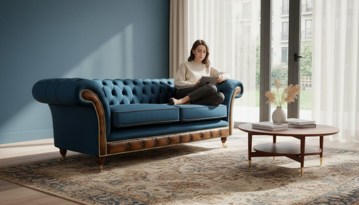 Design dräisëtzeger Canapé Polstersofa Chesterfield Zëmmer Miwwel Sëtzt