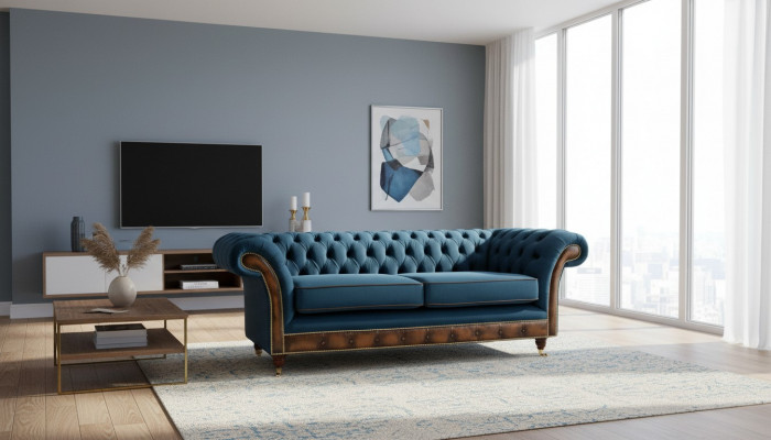 Design dräisëtzeger Canapé Polstersofa Chesterfield Zëmmer Miwwel Sëtzt