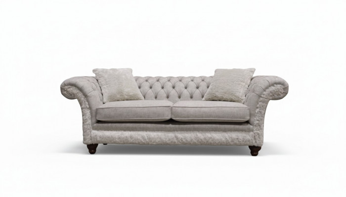 Modern Dreisitzer Design Polstersëtzt Textil Sofa 3 Sëtzer Wunnzëmmersofa Chesterfield Beige