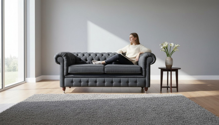 Chesterfield Canapé Polster Miwwelen Zweisëtzer Canapéen Sofas Stoff Gro