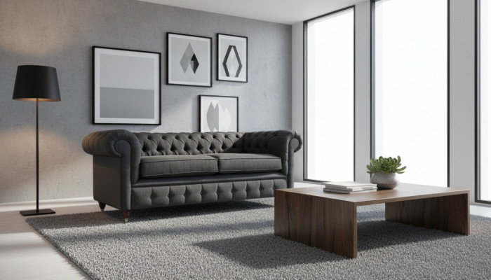 Chesterfield Canapé Polster Miwwelen Zweisëtzer Canapéen Sofas Stoff Gro