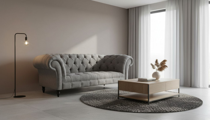 Chesterfield Canapé Sofa Polster 3 Sëtzer Sofaen Sëtz Sofaen Gro Nei