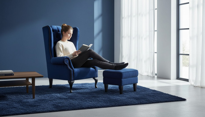 Ohrensessel Chesterfield Canapé Canapé Polster 1 Sëtz Canapé Stoff Blo