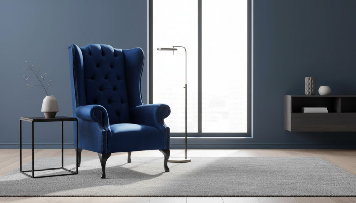 Ohrensessel Chesterfield Canapé Canapé Polster 1 Sëtz Canapé Stoff Blo