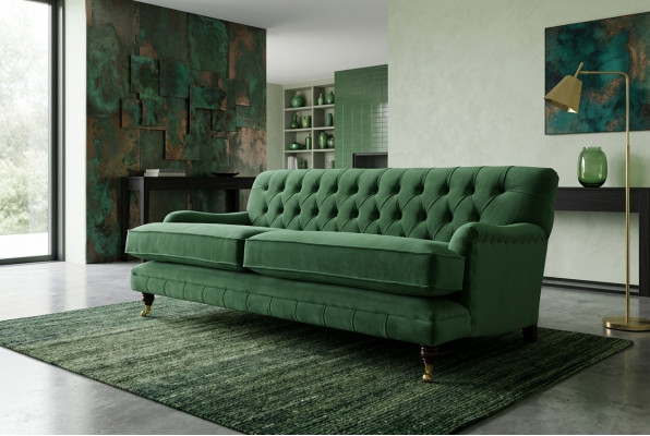 Chesterfield Sofa 3 Sëtzer Stoff Canapé Polster Sofas Textil Dräisëtzer