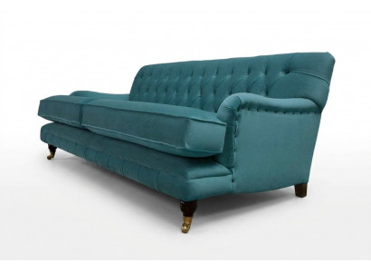 Sofa 3-Sëtzer Stoff Design Couch Polsters Sofas Textil Modern Chesterfield 1