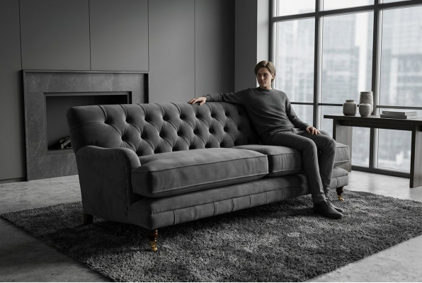 Designer Canapé 3-Sëtzer Modern Couch Polster Gro Sofas Designcanapé