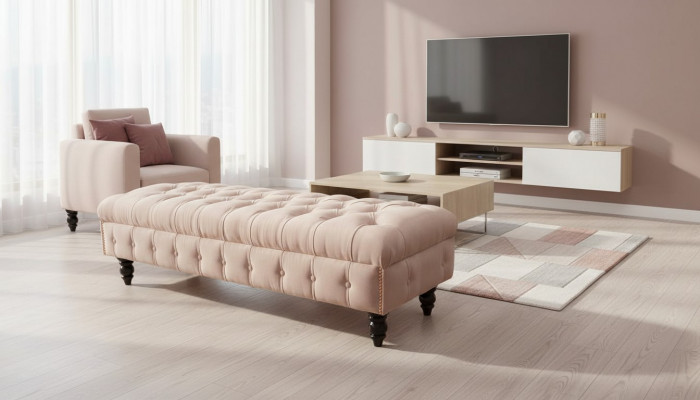 Foussstell Hocker Polstersëtz Hocker Sëtzstull Ottoman Chesterfield