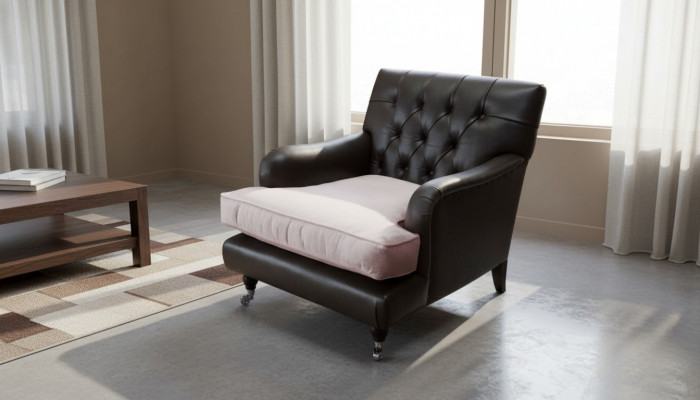 Sessel Design Canapé Relax Lounge Braun Polster Luxus Chesterfield Nei