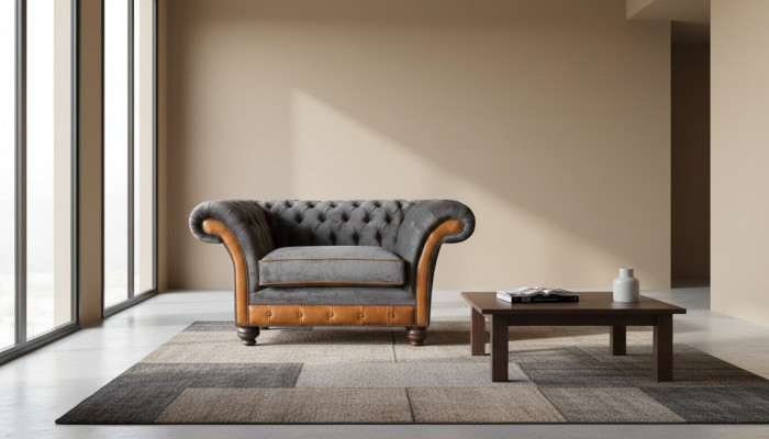 Chesterfield Design Sesselleff an Textil Polstersofaen Ohrensessel