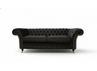Chesterfield Sofa 3 Sëtzer Couch Polster Luxus Textil Canapéen Sofas