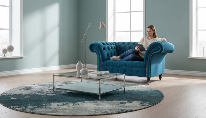 Chesterfield Fauteuil Design Polster Sofa Canapé Blo Textil Miwwelen