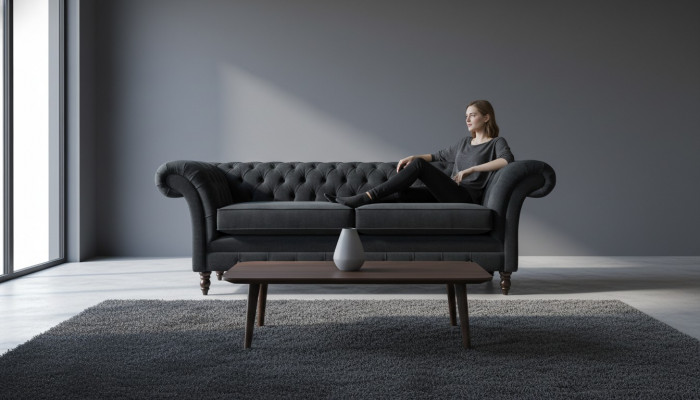 Chesterfield rosa nei dräistäzer Stoft Design Couche Polster Still nei
