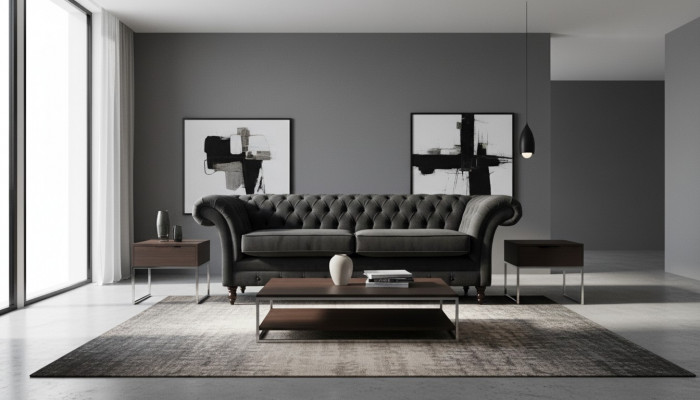 Chesterfield rosa nei dräistäzer Stoft Design Couche Polster Still nei