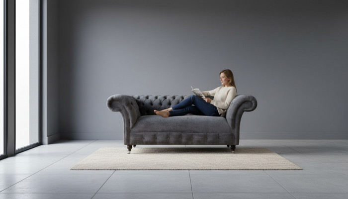 Chesterfield Canapé Sofa 2 Sëtzer Polster Stoff Design Luxus Sofas Textil