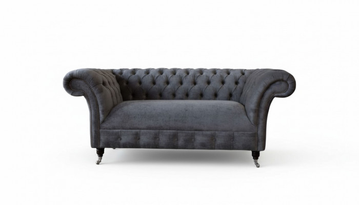 Chesterfield Canapé Sofa 2 Sëtzer Polster Stoff Design Luxus Sofas Textil