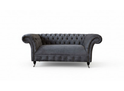 Chesterfield Canapé Sofa 2 Sëtzer Polster Stoff Design Luxus Sofas Textil