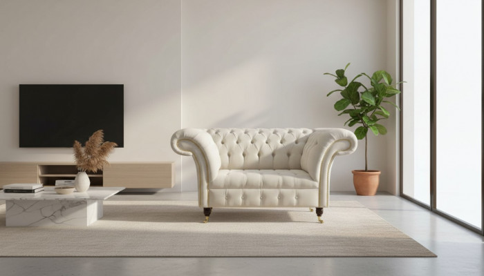 Sofa 1.5 Sëtz Couch Design Polster Modern Textil Stoff Sofae Nei