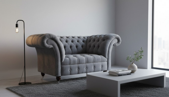 Chesterfield Sofa 1.5 Sëtzer Couch Polster Design Sofas Sëtz Polster Gro